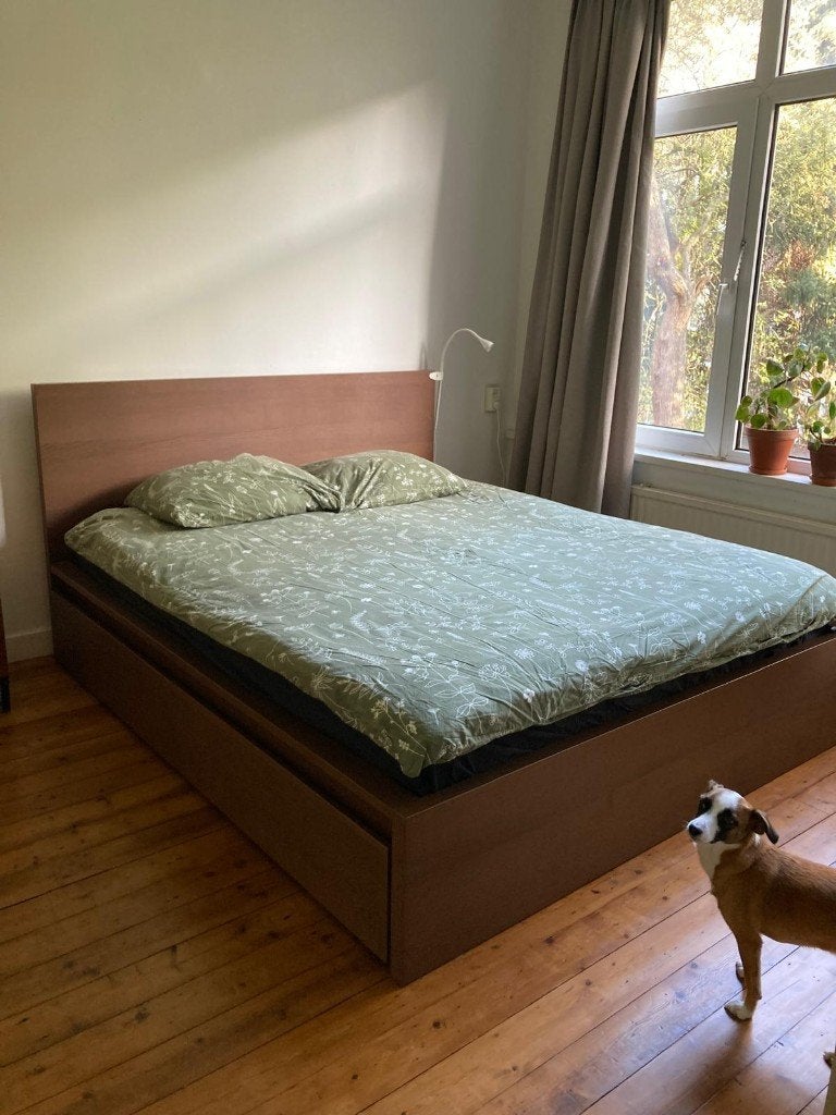 IKEA MALM bed 180x200 complete + lades & matras, Bruin, Tweepersoons, Ophalen of Verzenden, Zo goed als nieuw