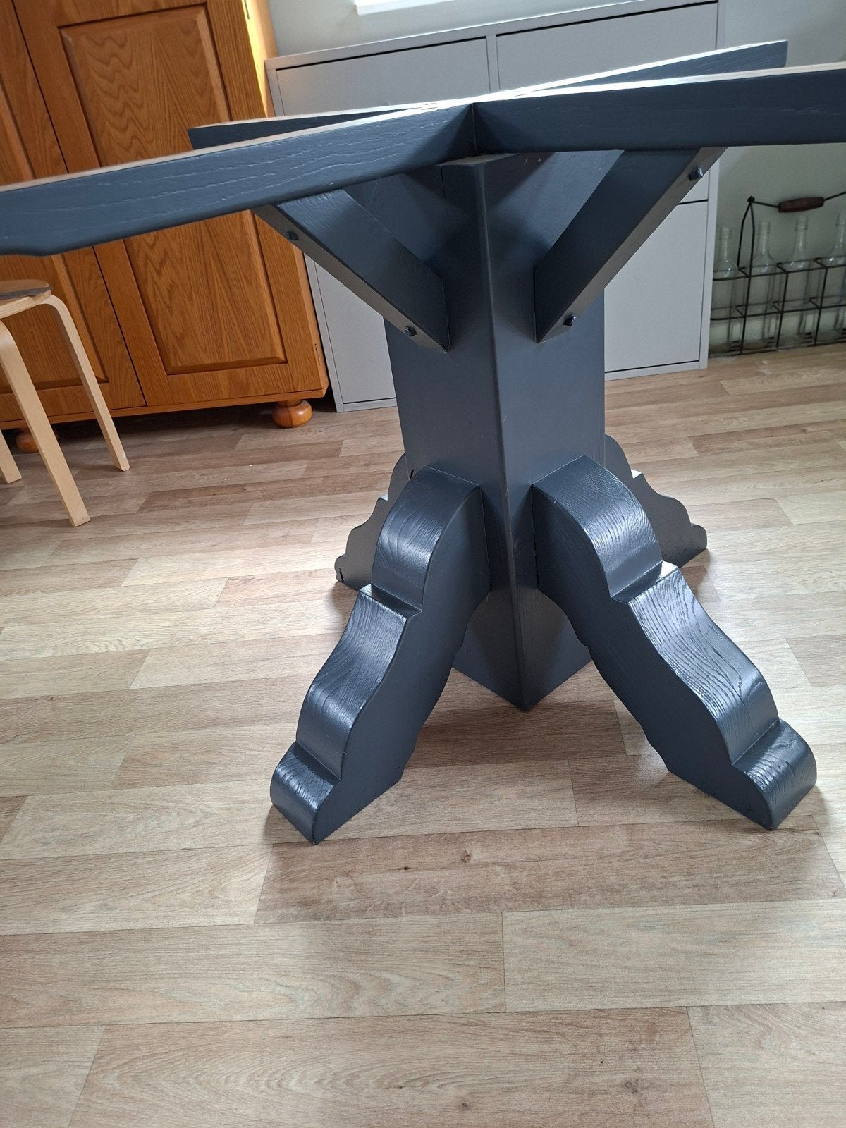 Tafelpoot massief eiken ., Huis en Inrichting, Tafelonderdelen, Ophalen, Tafelpoot, Rond, 100 tot 150 cm