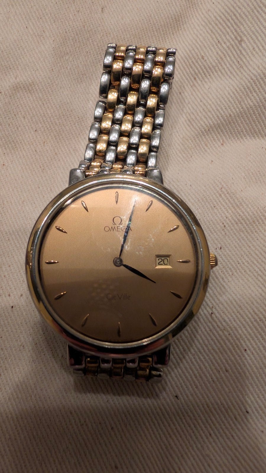 Omega de Ville Stainless steal met verguld 18krt, Ophalen, Overige materialen, Verguld, 1960 of later