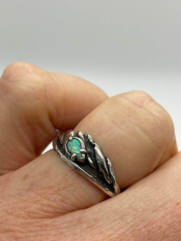 D177 Prachtige zilveren Perli ring opaal maat 17,25, Sieraden, Tassen en Uiterlijk, Ophalen of Verzenden, Zilver, Ring, Met edelsteen