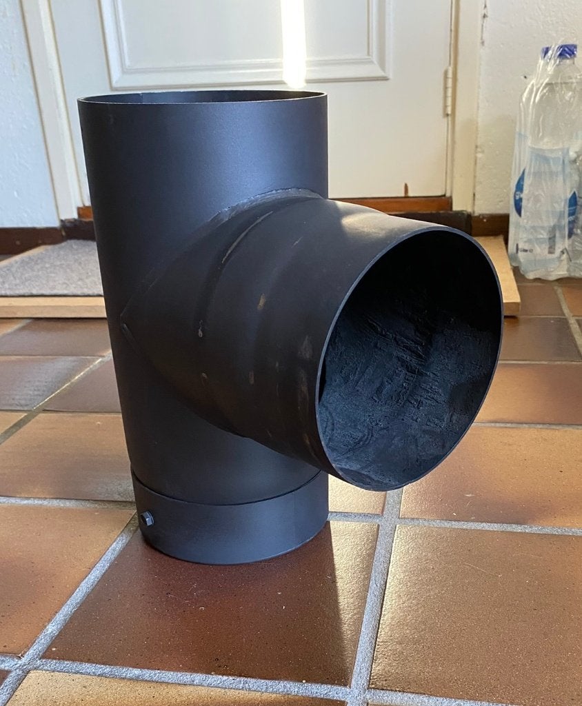 Kachelpijp T-stuk 15cm, Ophalen, Gebruikt, Vrijstaande haard, Houthaard