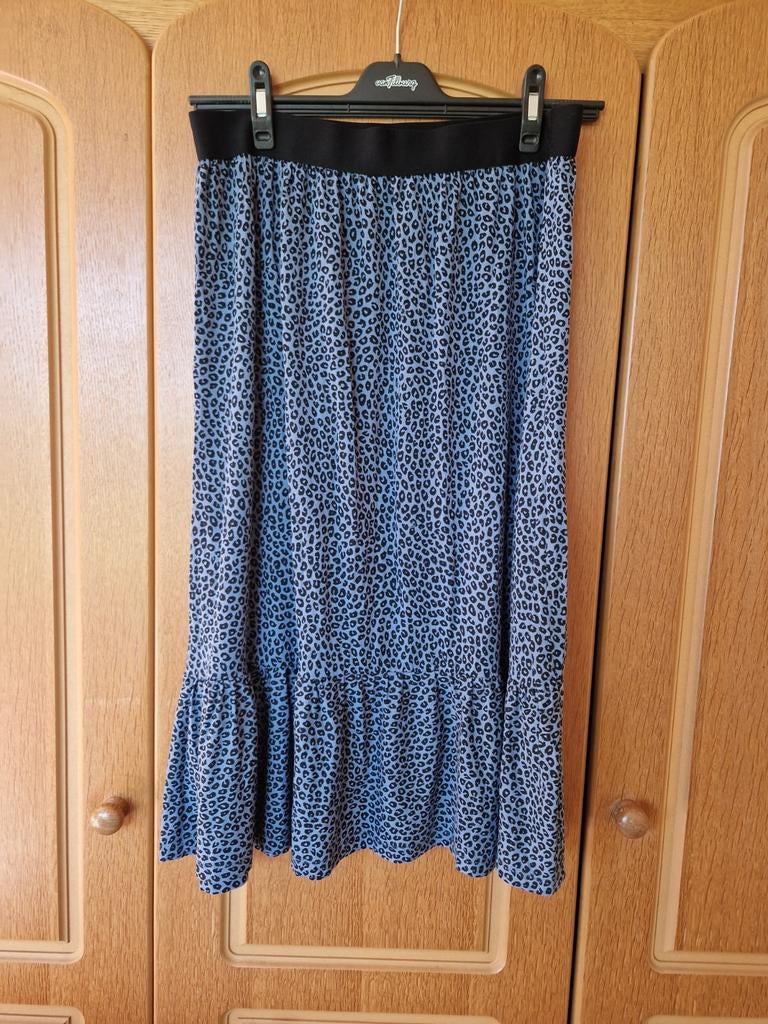 Midi rok met panterprint - John Cabot - Maat XL, Kleding | Dames, Rokken, Blauw, Maat 46/48 (XL) of groter, Ophalen of Verzenden