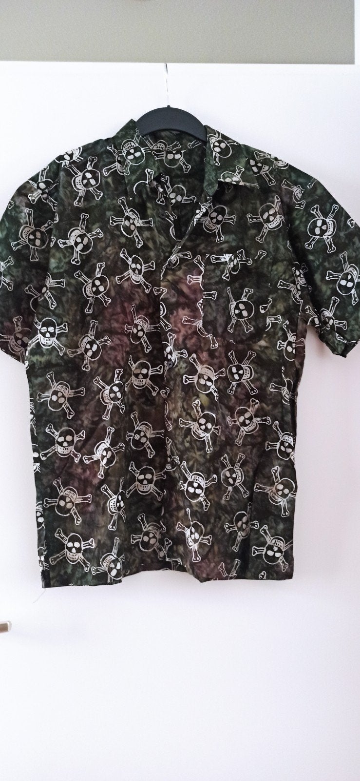 Heren overhemd met doodskop print XL Kan ook voor Halloween, Kleding | Heren, Onbekend, Ophalen of Verzenden, Grijs, Gedragen