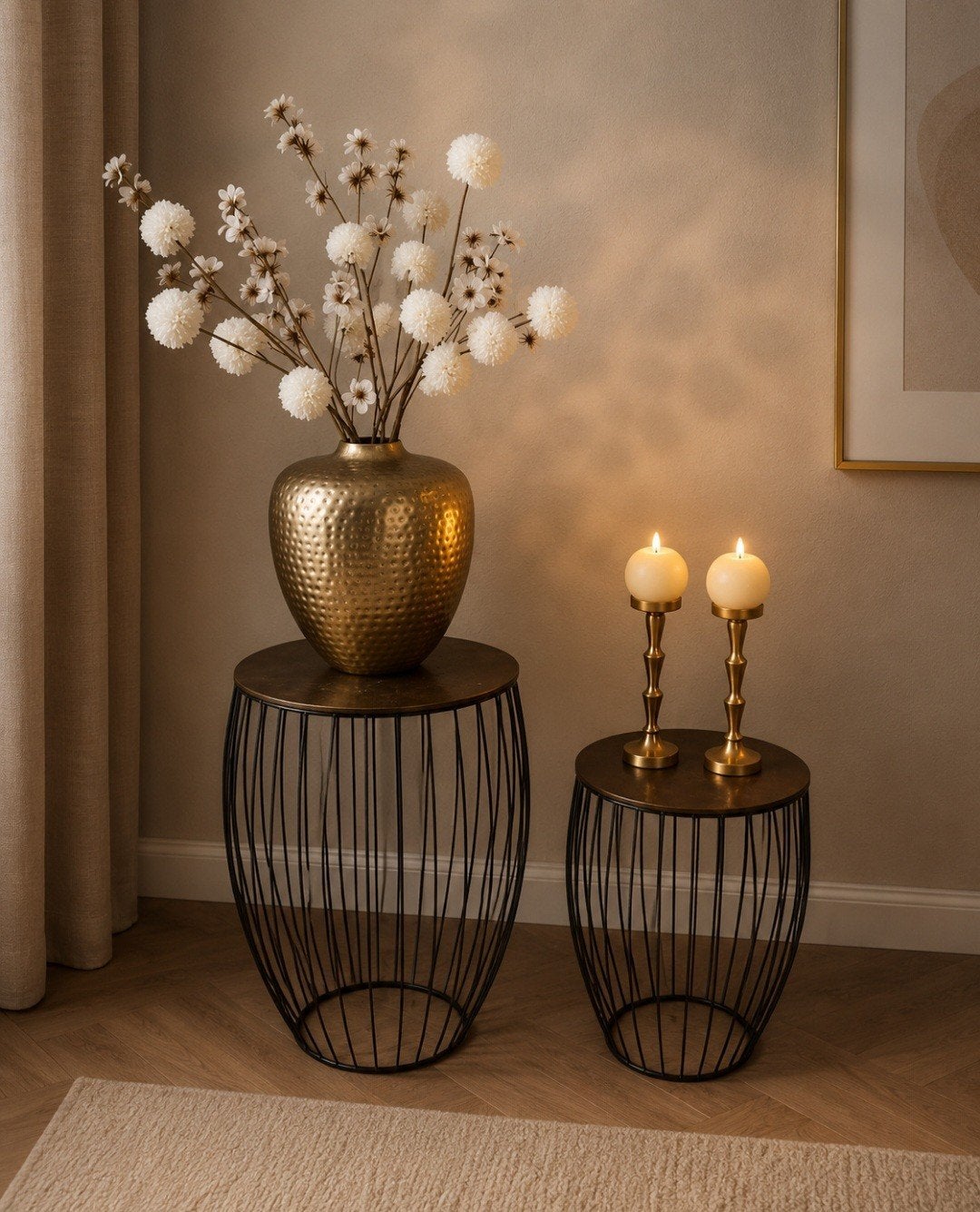 Prachtige Colmore Bijzettafels - Set van 2, Minder dan 55 cm, Modern, Industrieel, Metaal of Aluminium, Rond