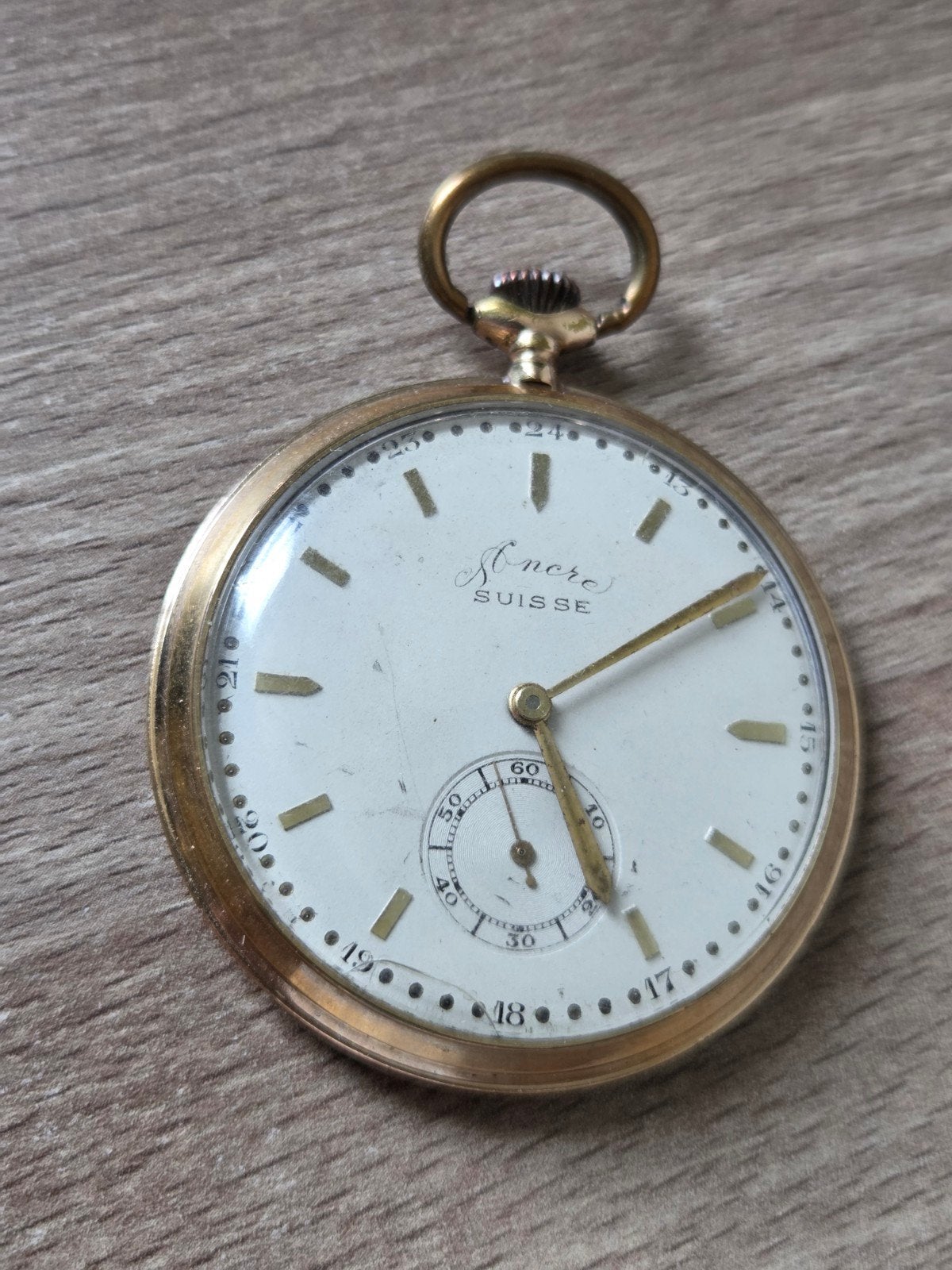 Prachtig Zwitsers Ancre Suisse zakhorloge jaren 30 15 jewels, Ophalen of Verzenden