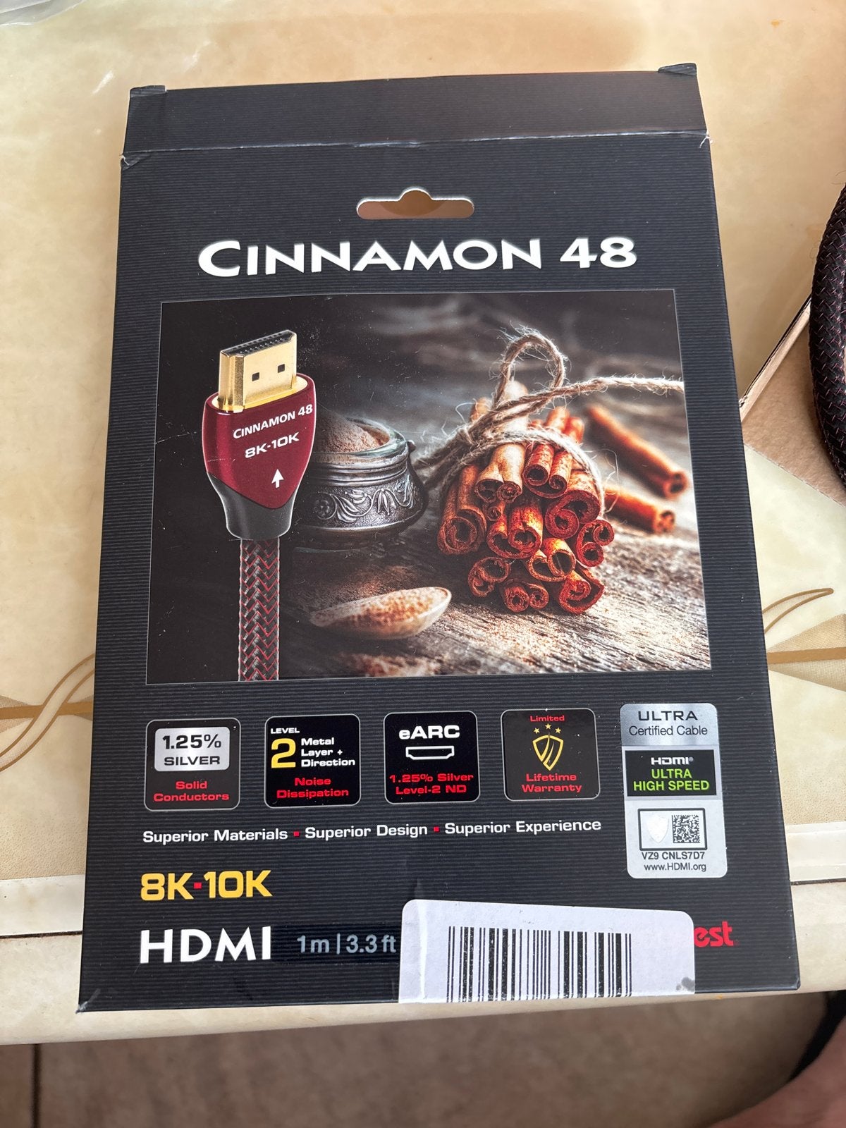 AudioQuest Cinnamon 48 HDMI-kabel 8K-10K 1m, Ophalen of Verzenden, Zo goed als nieuw, Minder dan 2 meter, HDMI-kabel