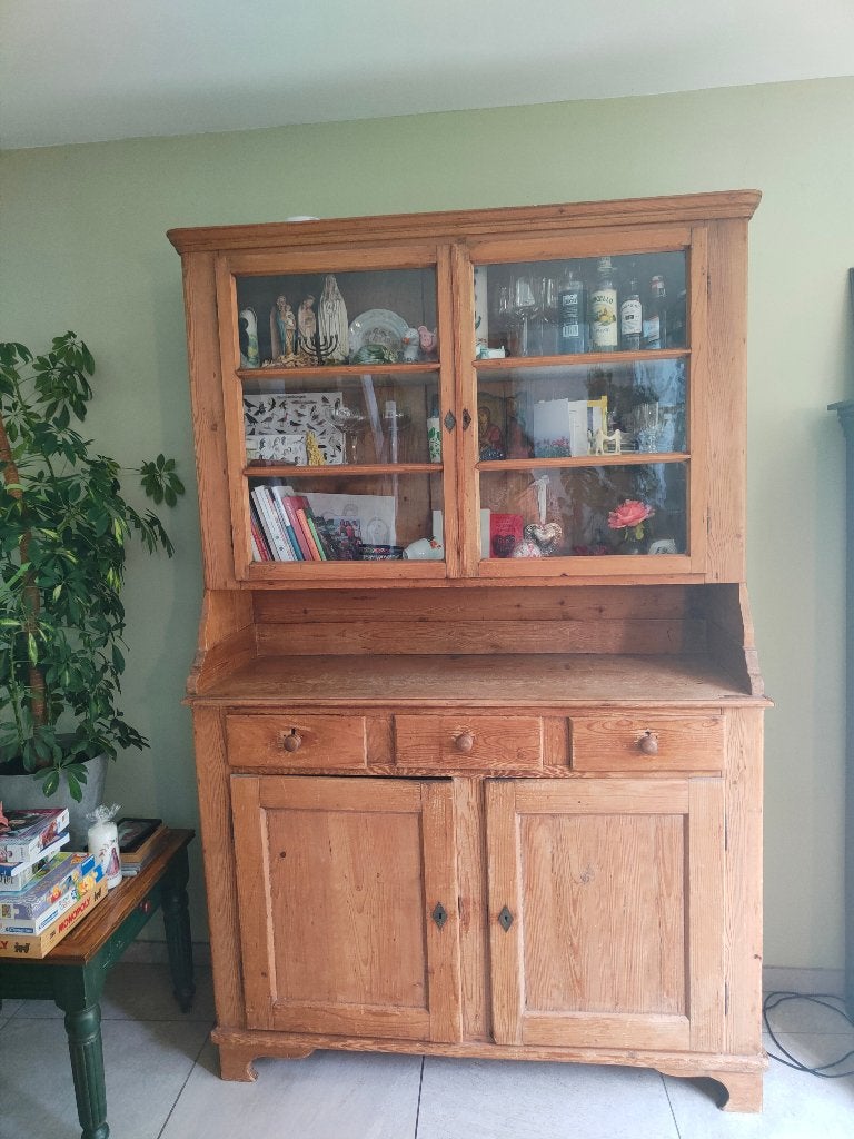 Antieke grenen Zweedse Buffetkast, Ophalen, Gebruikt, 200 cm of meer, Met lade(s)