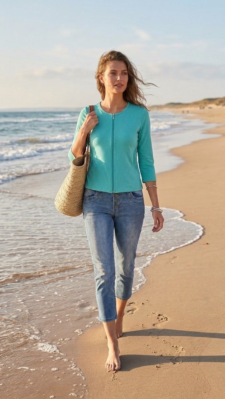 Capri Spijkerbroek | Jewelly | 38 | Heel goed, Blauw, Zo goed als nieuw, W30 - W32 (confectie 38/40), Jewelly