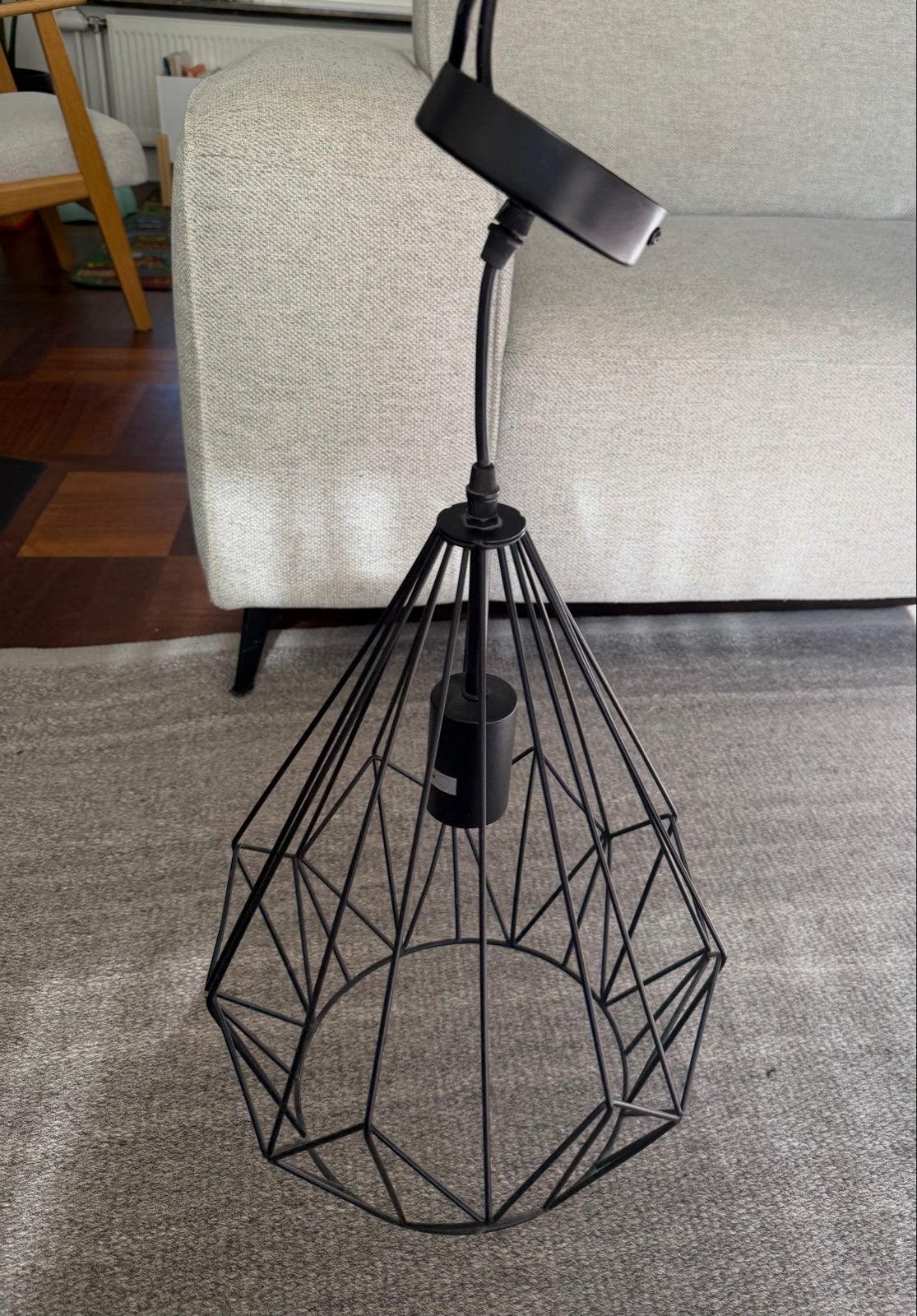 Zwarte metalen lamp, Ophalen, Zo goed als nieuw, Metaal, E27 (groot)