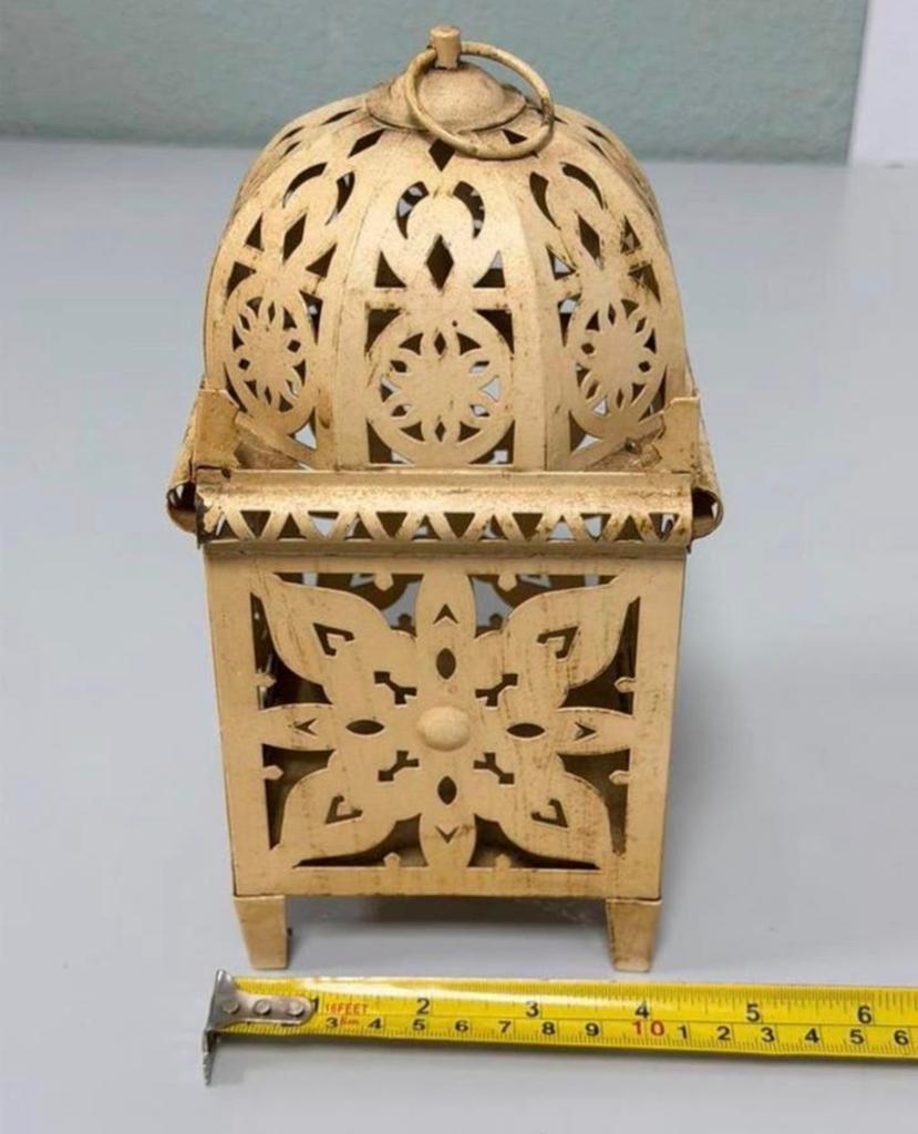 Vintage Metalen Arabische Marokkaanse Lantaarn Kaarsenhouder, Ophalen of Verzenden
