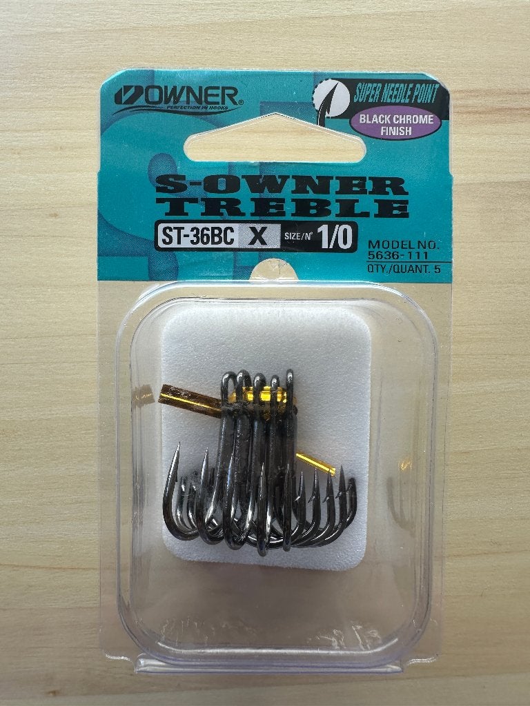 Nieuwe Owner ST-36BC Treble Hooks maat 1/0 – 5 stuks (85), Ophalen of Verzenden, Nieuw, Haak