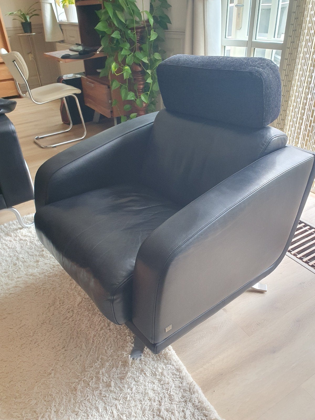 Rolf Benz fauteuil + Hocker, Ophalen, Gebruikt, 75 tot 100 cm