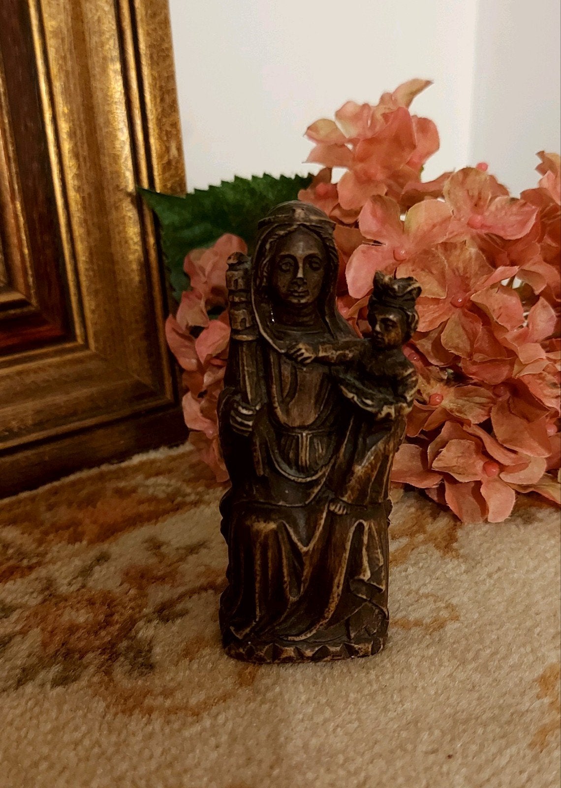 Gekroonde Maria met Kindje Jezus op de troon, Ophalen of Verzenden