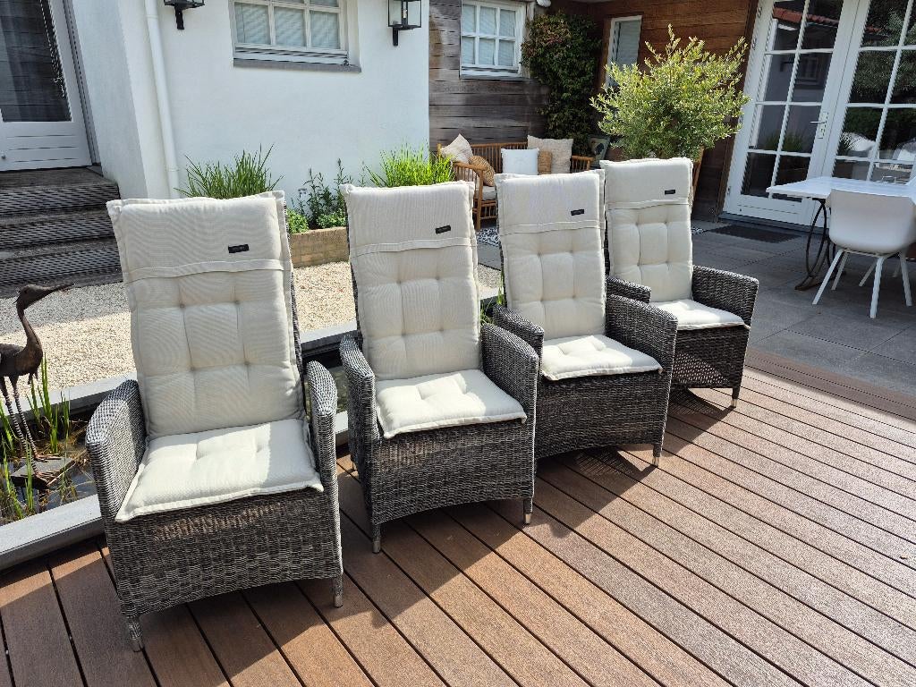 Tuinstoelen inclusief nieuwe kussens, Tuin en Terras, Ophalen, Zo goed als nieuw, Kunststof, Verstelbaar