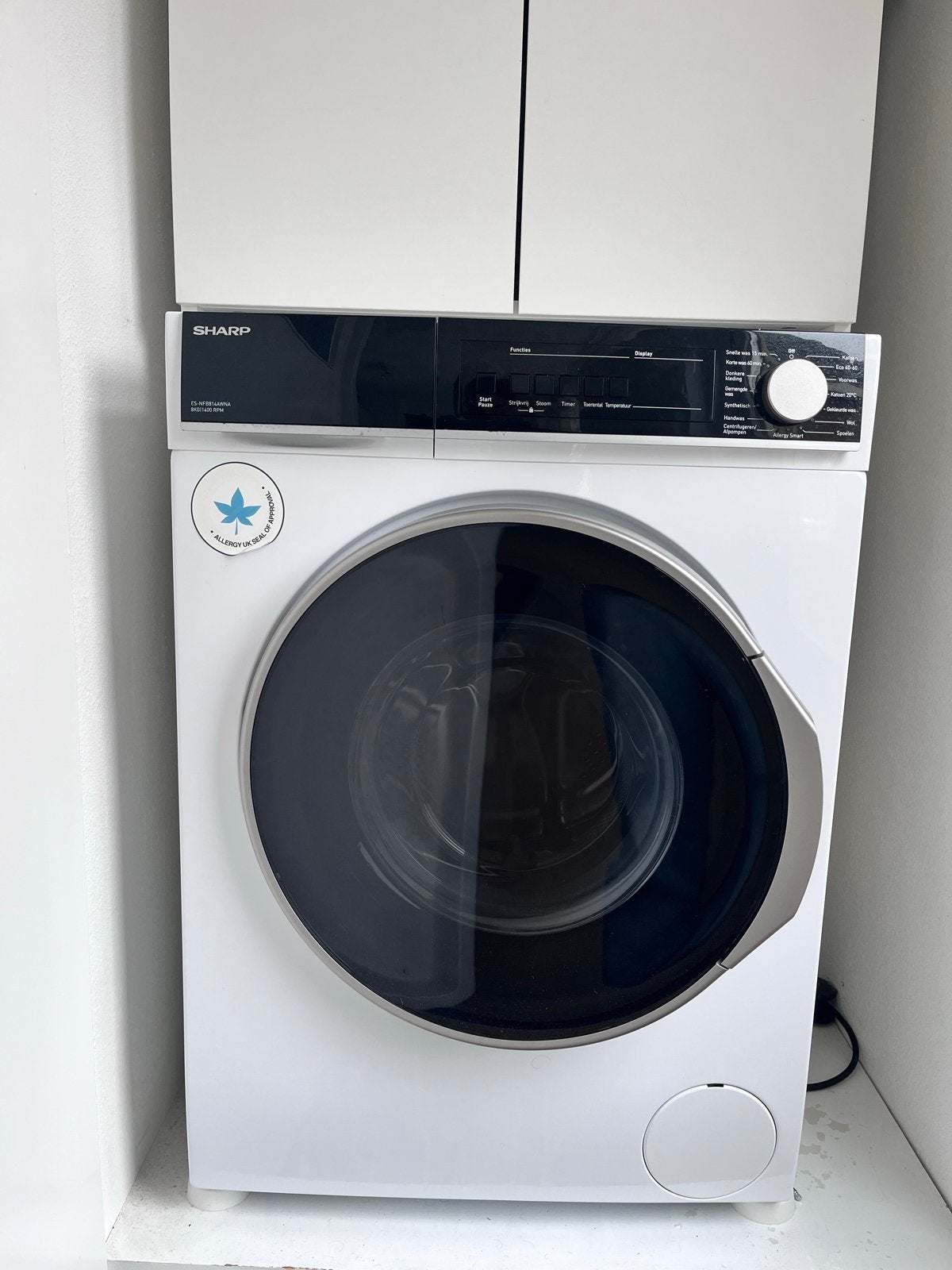 Sharp ES-NFB814AWNA Wasmachine - 8kg, 1400 toeren, Ophalen, 1200 tot 1600 toeren, 8 tot 10 kg, Zo goed als nieuw