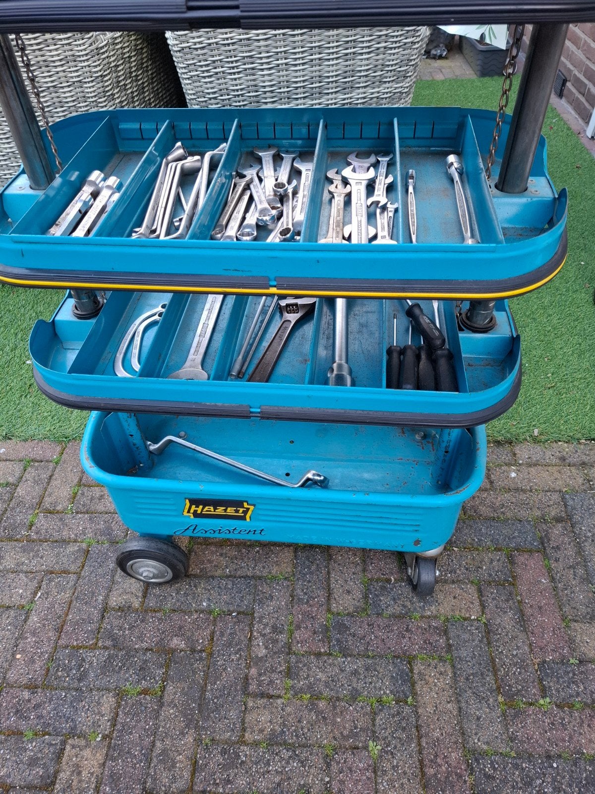 Hazet gereedschapswagen gevuld, Ophalen, Gevuld, Gebruikt