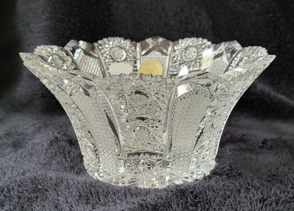 Vintage geslepen Boheems kristallen kom, Antiek en Kunst, Antiek | Glas en Kristal, Ophalen of Verzenden