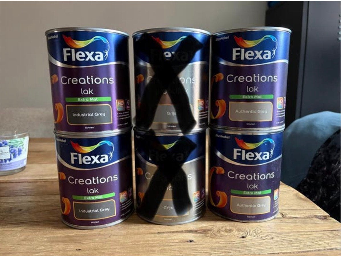 Nieuw! Flexa creations lak Industrial en Authentic grey, Ophalen of Verzenden, Nieuw, Grijs, Lak