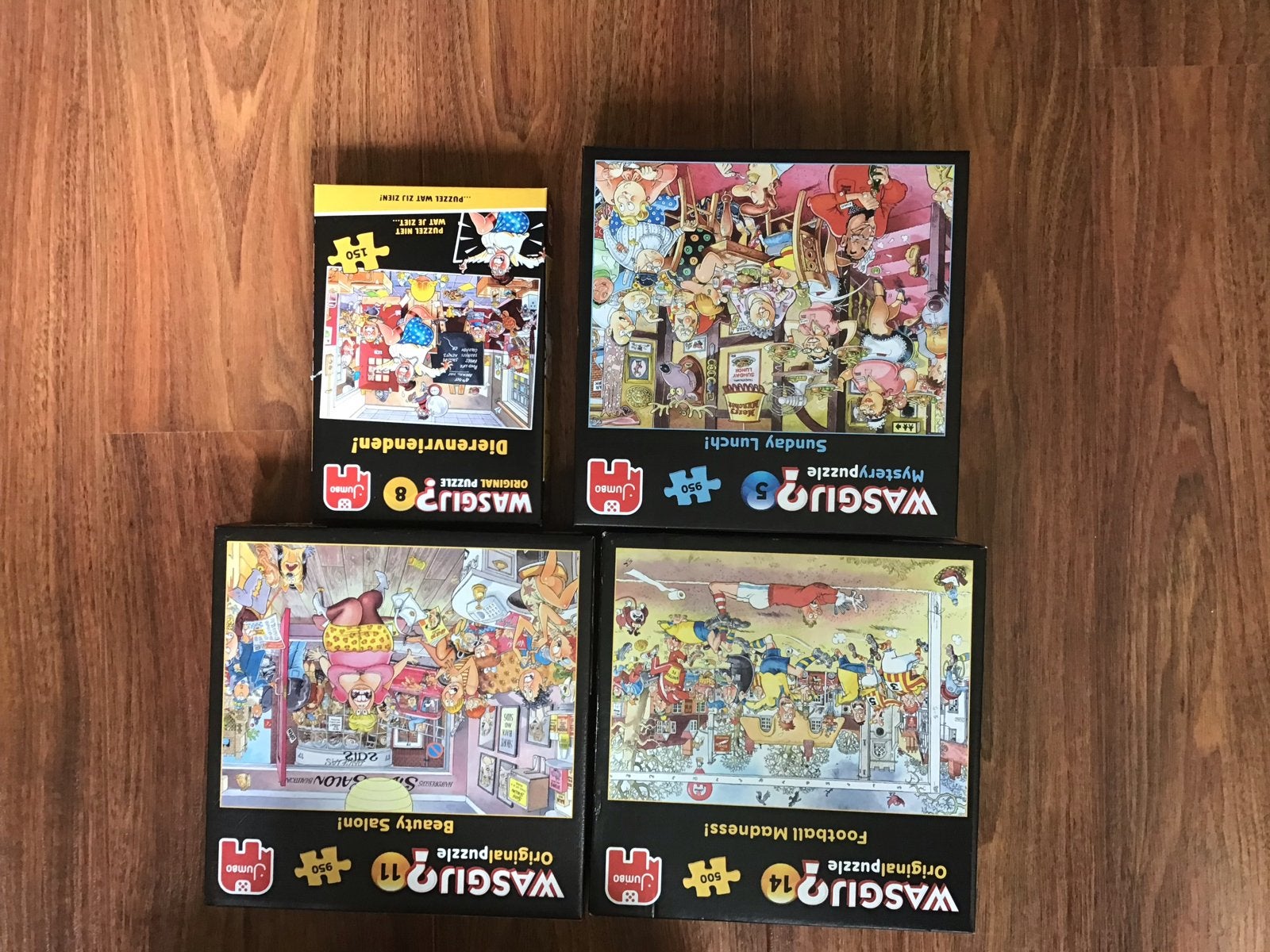 Wasgij Puzzel Collectie: 4 Stuks (150, 500, 950 stukjes), Ophalen, 500 t/m 1500 stukjes, Gebruikt, Legpuzzel