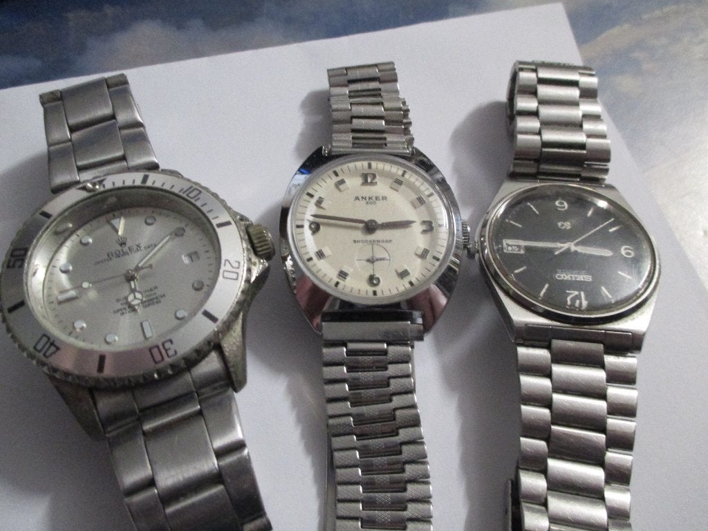 3 vintage seiko/anker/rolex/batterij of reparatie/vanaf €30=, Sieraden, Tassen en Uiterlijk, Seiko, Staal, Met bandje, Polshorloge