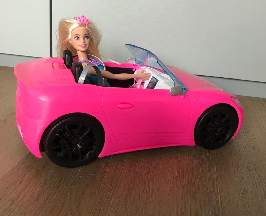 Barbie Cabrio met pop - Roze speelgoedauto, Ophalen of Verzenden, Zo goed als nieuw