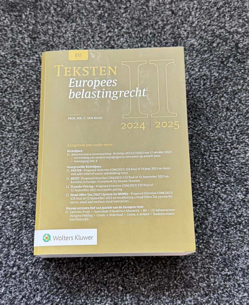 Teksten Europees Belastingrecht 2024-2025, Ophalen of Verzenden, WO