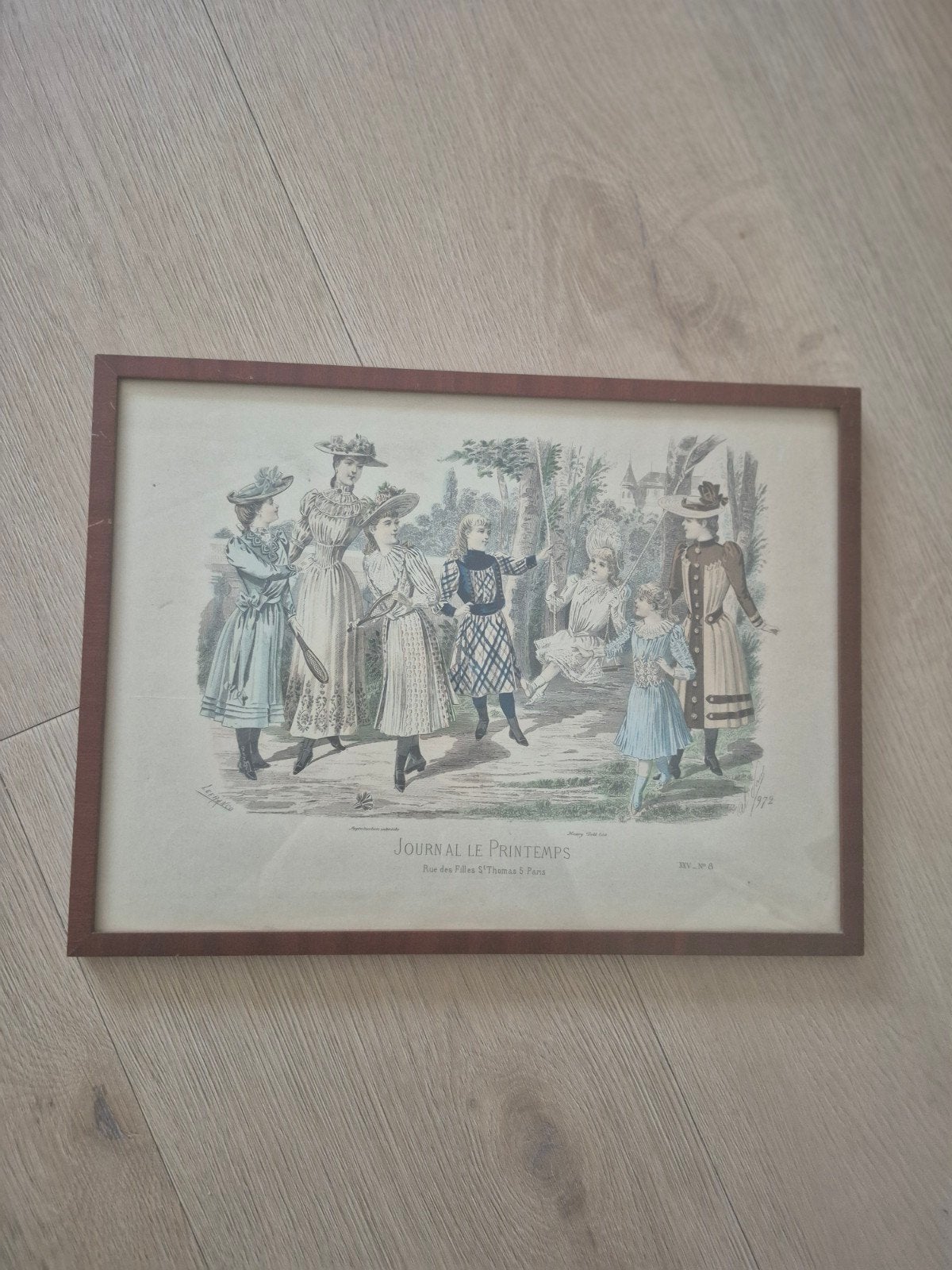 Antieke prent 'Journal Le Printemps' (19e eeuw), Ophalen, Dagelijks leven, 1800 - 1899, Met tekst
