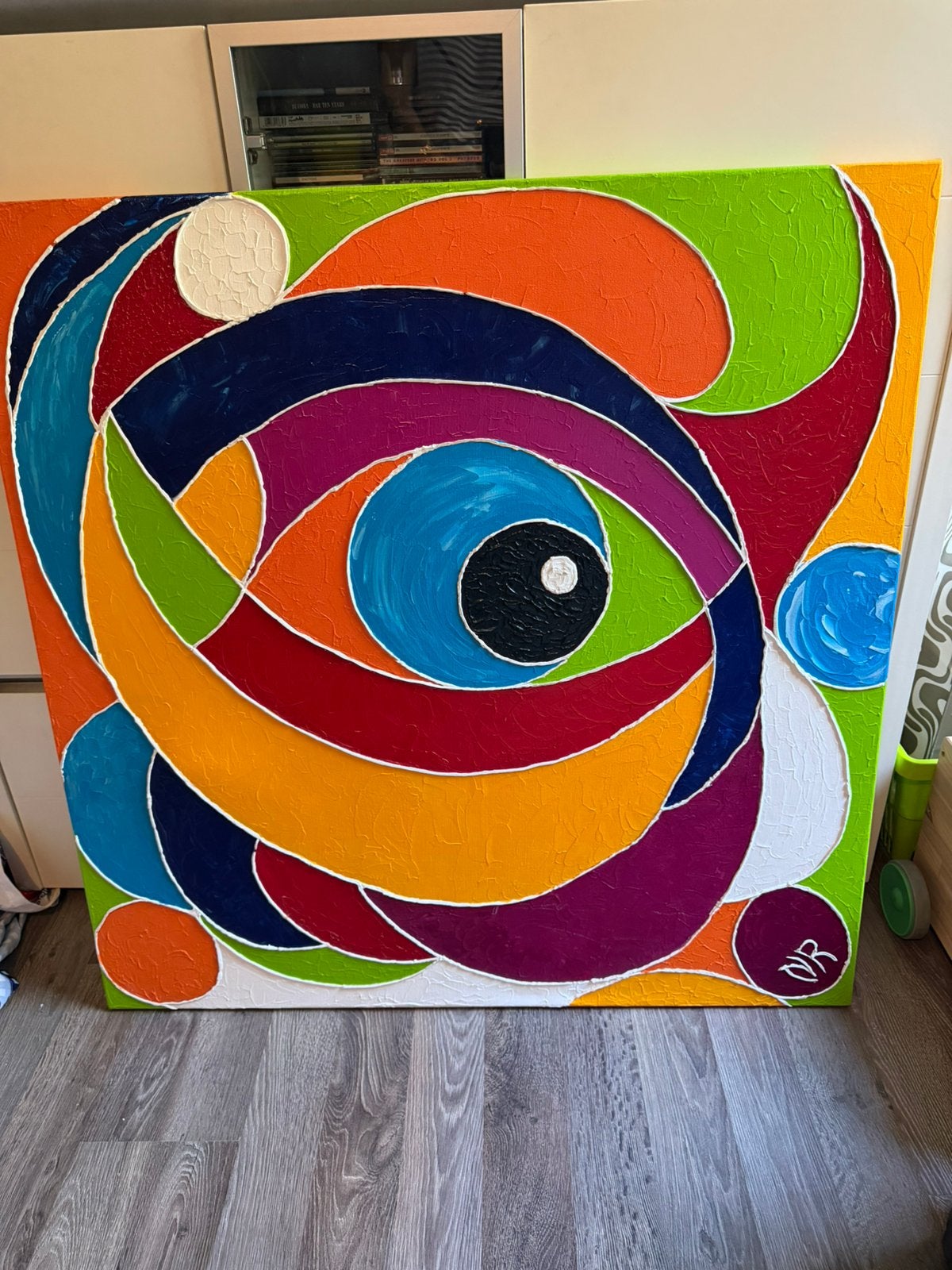 Kleurrijk schilderij oog, Ophalen