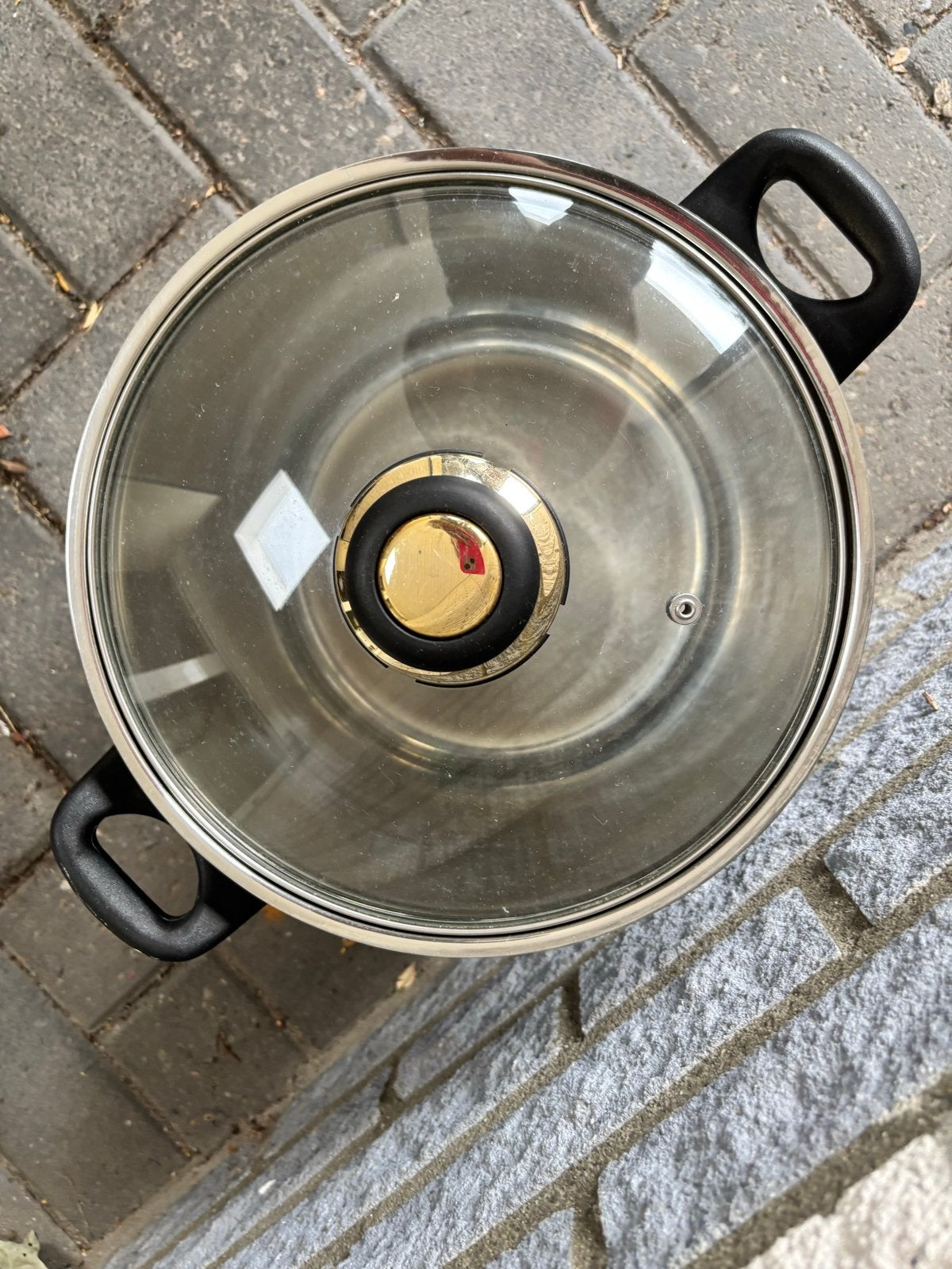 RVS Kookpan met Glazen Deksel -, Gebruikt, Met deksel, Ophalen of Verzenden, Rvs