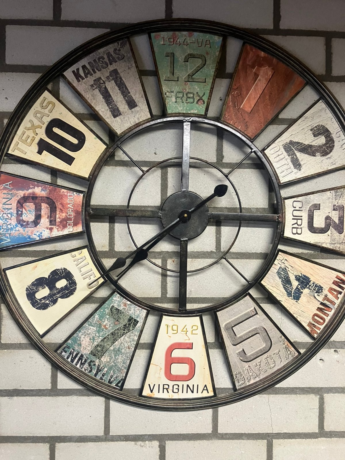 USA vintage metalen klok, Ophalen of Verzenden, Gebruikt, Wandklok