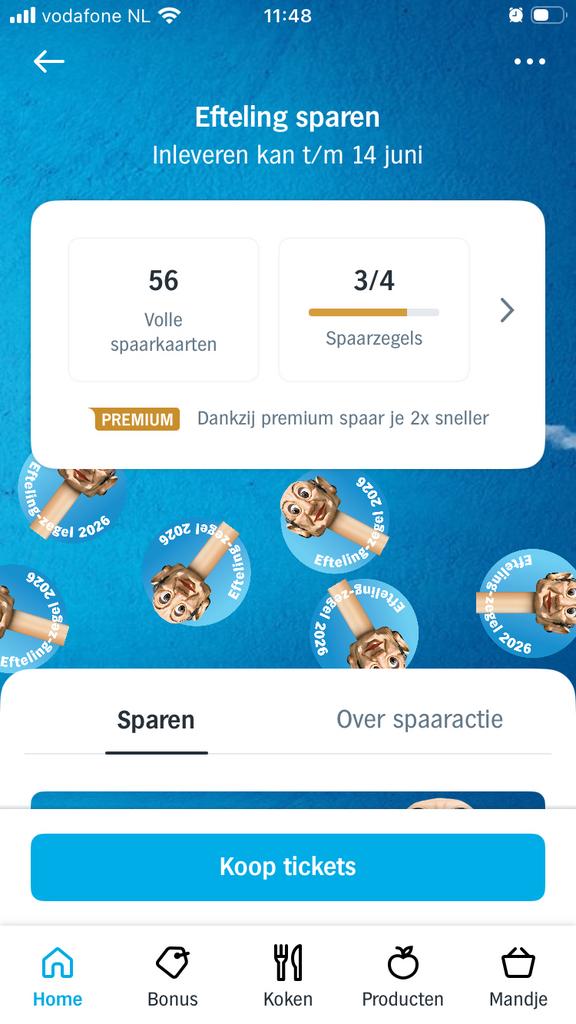 AH Efteling zegels -voor korting op tickets- 56 volle kaarte, Ophalen of Verzenden, Nieuw, Overige typen