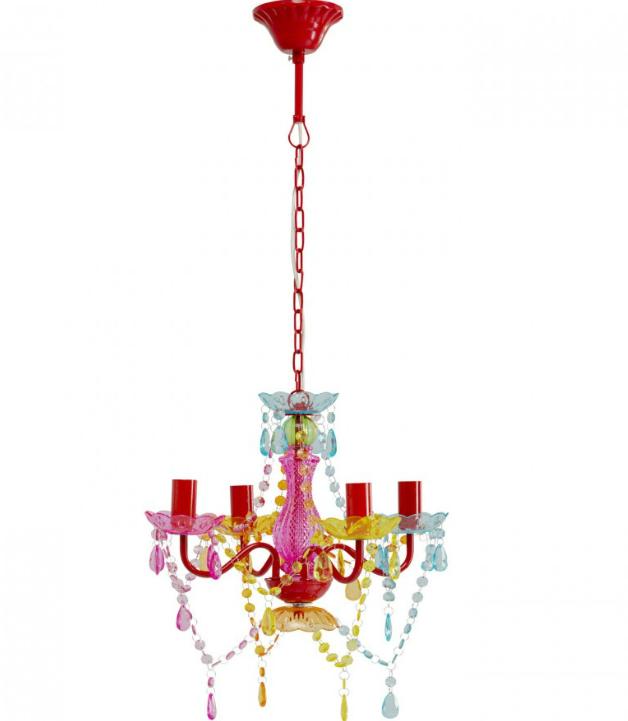 Kroonluchter regenboog 5-lamps (2 stuks), Huis en Inrichting, Lampen | Kroonluchters, Ophalen, Zo goed als nieuw, Kunststof