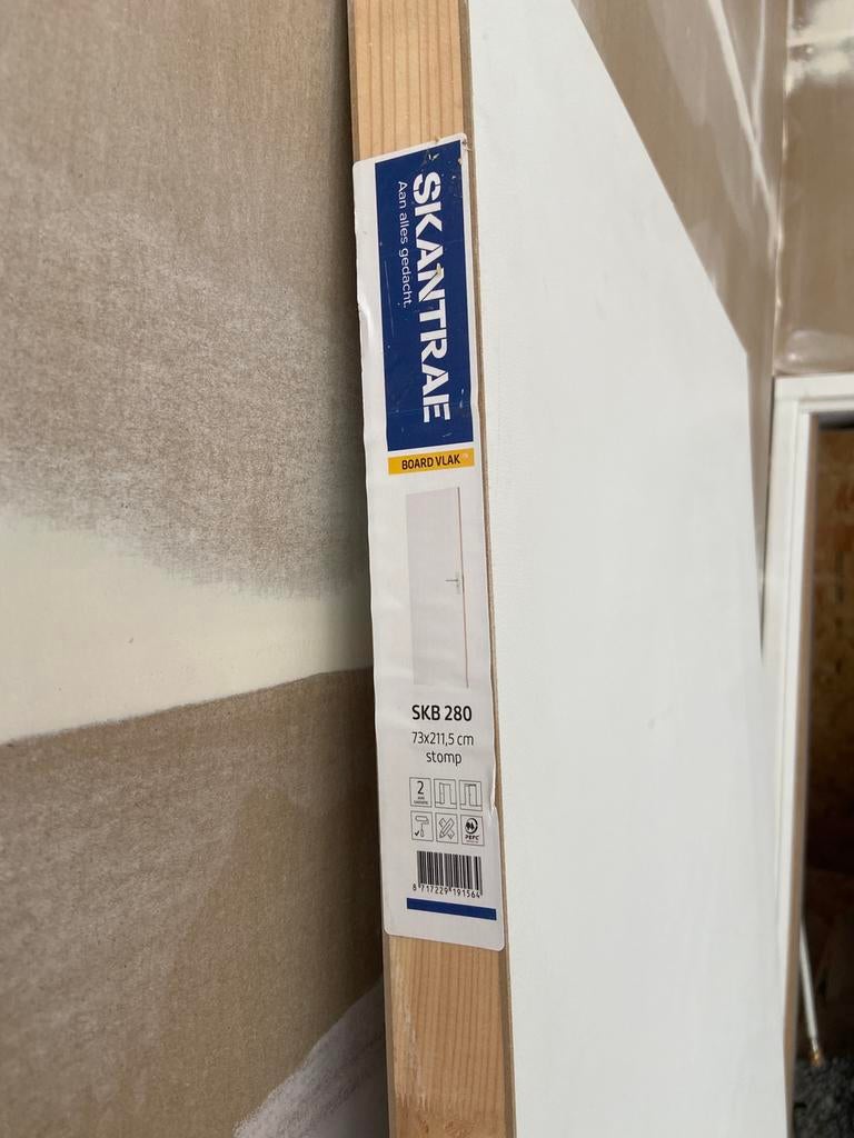 Boarddeur vlak stomp - 73 x 211,5 - wit gegrond, Doe-het-zelf en Verbouw, Deuren en Horren, Ophalen, Minder dan 80 cm, Binnendeur