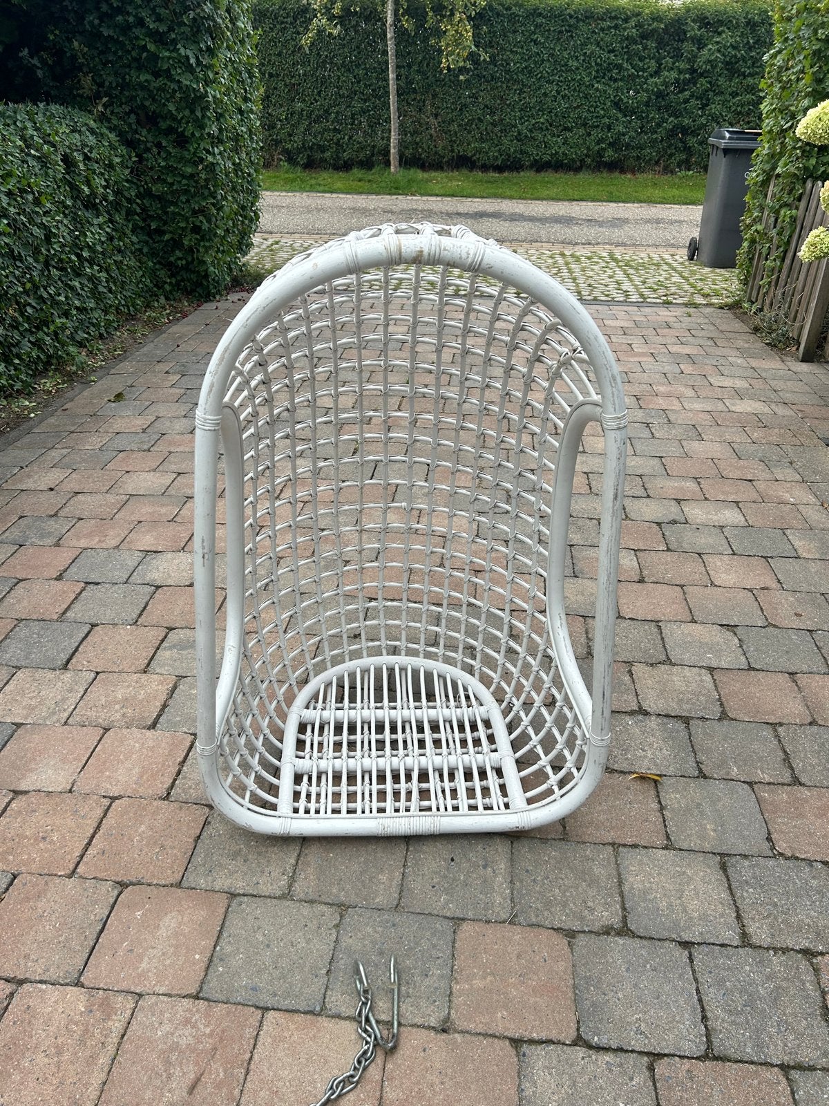 Witte Rotan Hangstoel, Ophalen, Gebruikt, Wit, Riet of Rotan