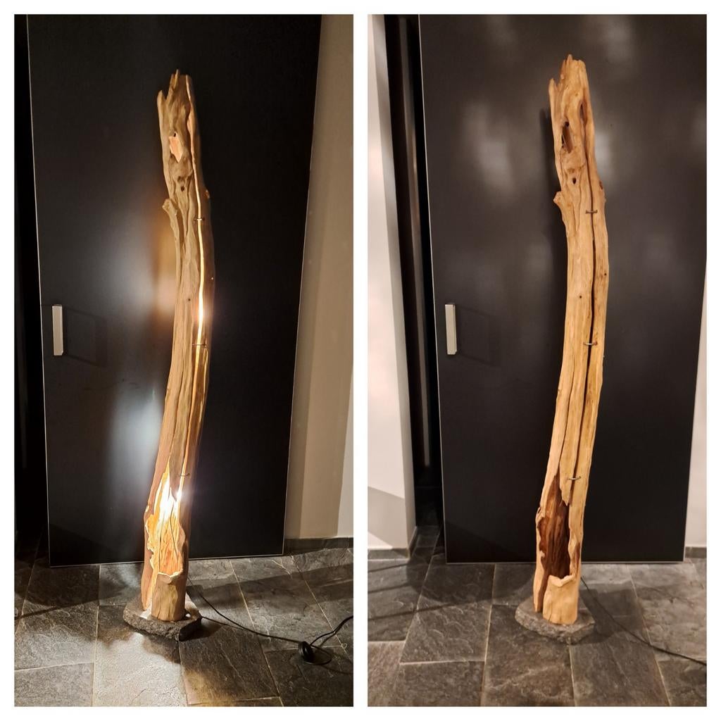 Exclusieve, unieke boomstam lamp - 2 meter hoog, Ophalen, 200 cm of meer, Hout, Rustiek, Natuurlijk, Modern, Uniek