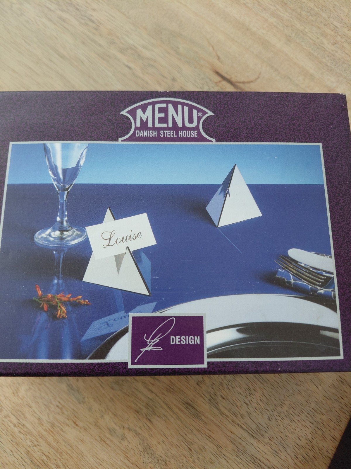 Menu Danish Steel House RVS Naamkaarthouders set 4 (2 stuks), Ophalen, Overige materialen, Gebruikt, Overige typen