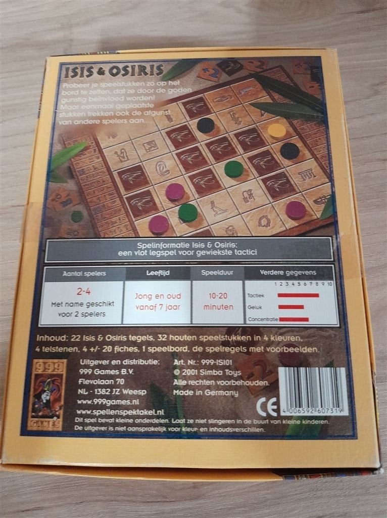 isis en osiris - 999 games - s4321, Hobby en Vrije tijd, Gezelschapsspellen | Bordspellen, Verzenden, Zo goed als nieuw