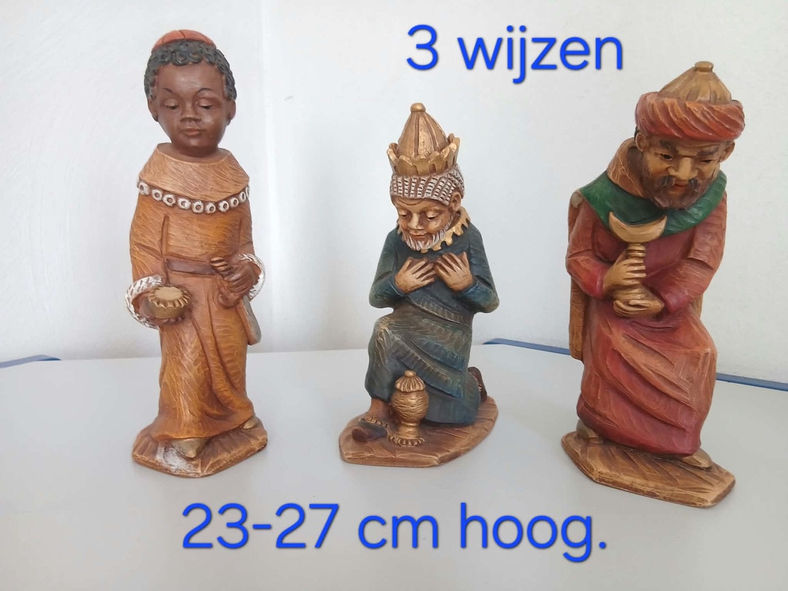 Grote Kunsthars Kerststal Beelden Set - Compleet., Verzamelen, Ophalen, Gebruikt, Beeld(je), Christendom | Katholiek