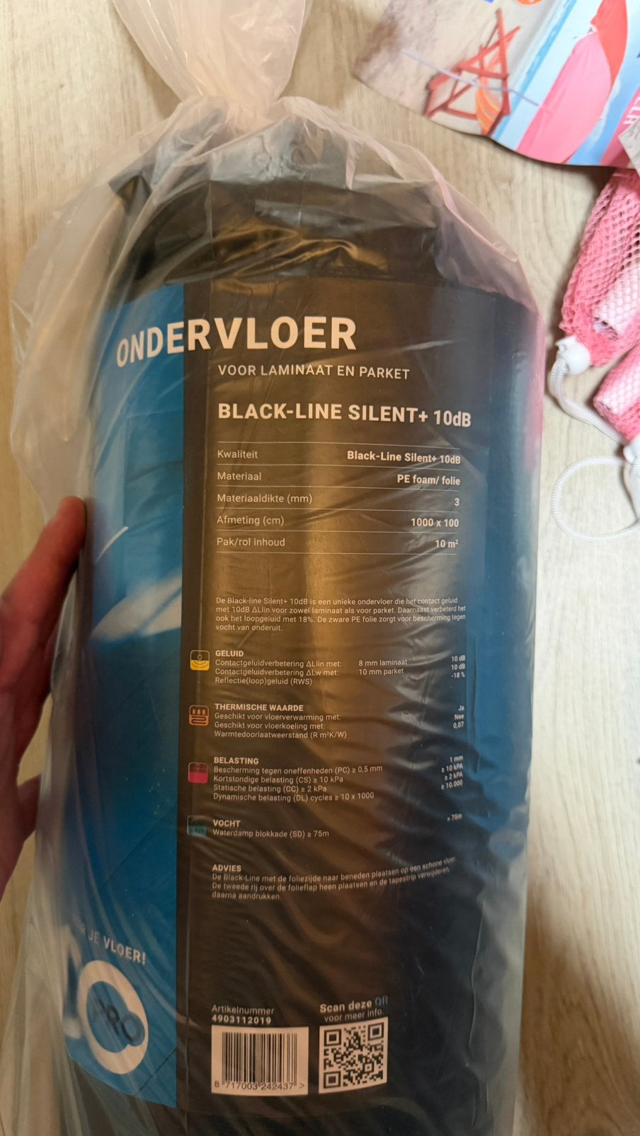 5 rollen Black-Line Silent+ 10dB ondervloer – nieuw – 50 m², Ophalen, Nieuw, 50 tot 75 m², Overige typen
