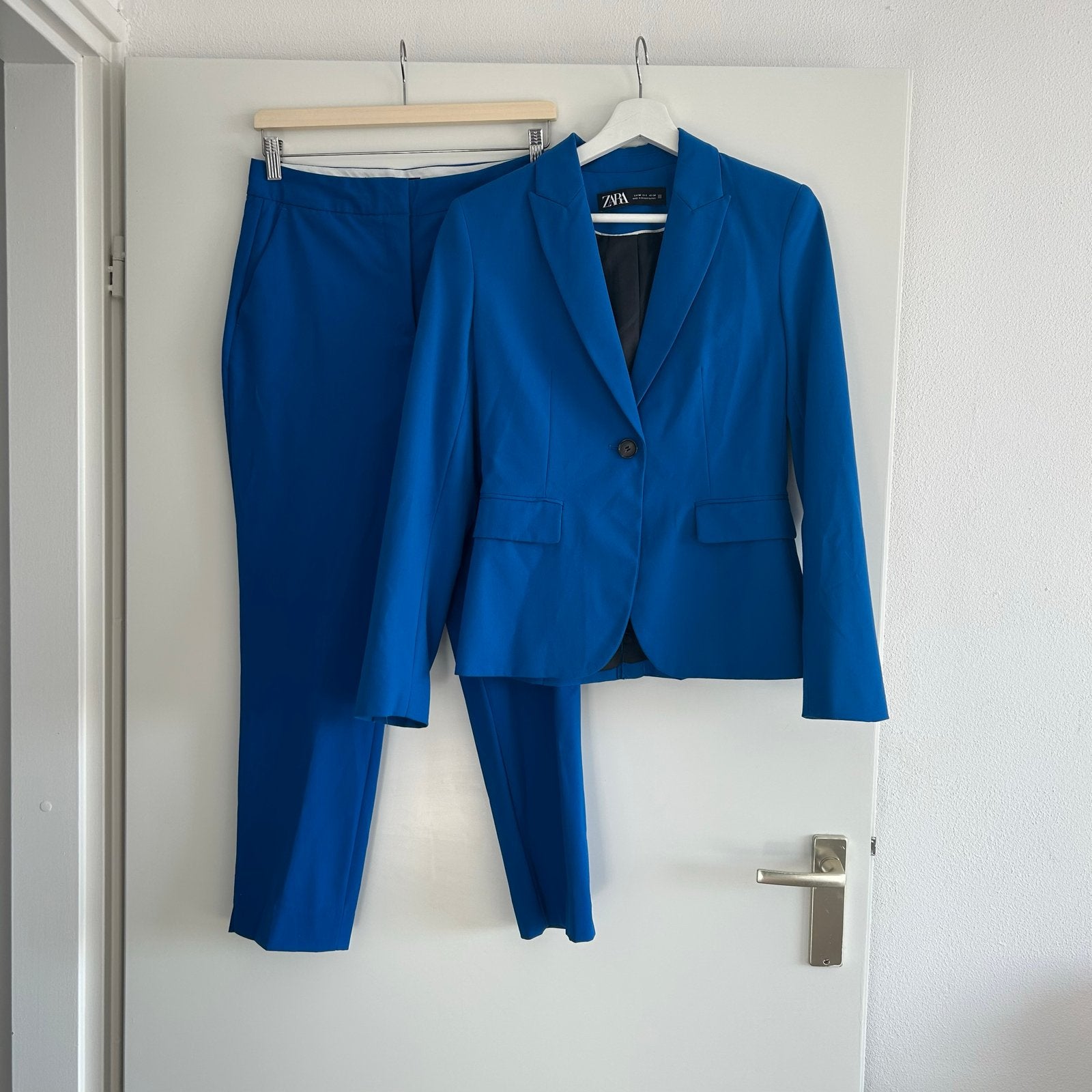 Zara Blazer + Pantalon - Maat 34/36, Kostuum of Pak, Blauw, Ophalen of Verzenden, Zo goed als nieuw