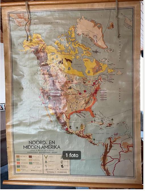 Originele oude Schoolplaat Noord- en Midden-Amerika, Ophalen of Verzenden, Aardrijkskunde
