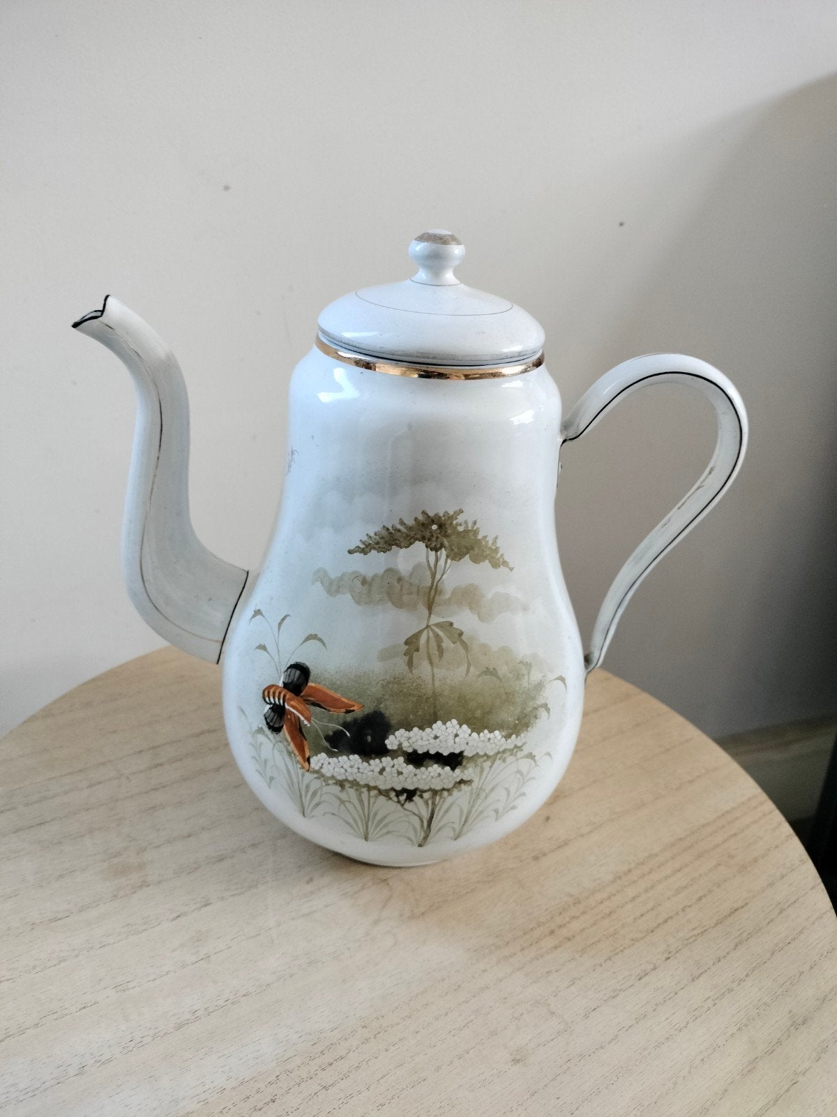 Vintage emaille koffiekan, Ophalen