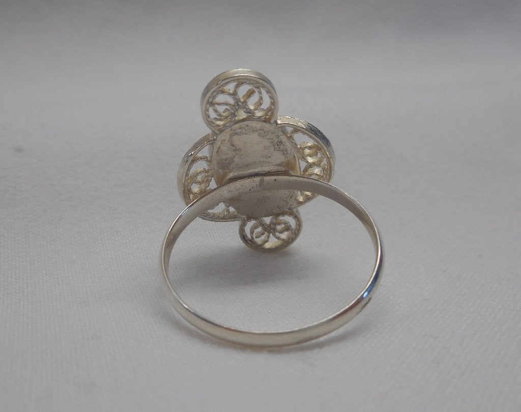 Zilveren ring met delfts blauwe steen maat 16.75 nr.786, Verzenden, Dame, Zilver, Zilver