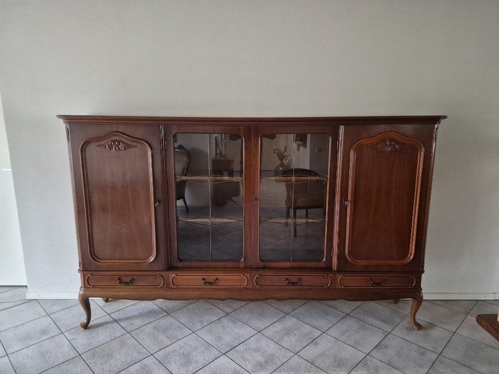 Antiek dressoir met vitrinekast - Klassiek houten meubel, Ophalen