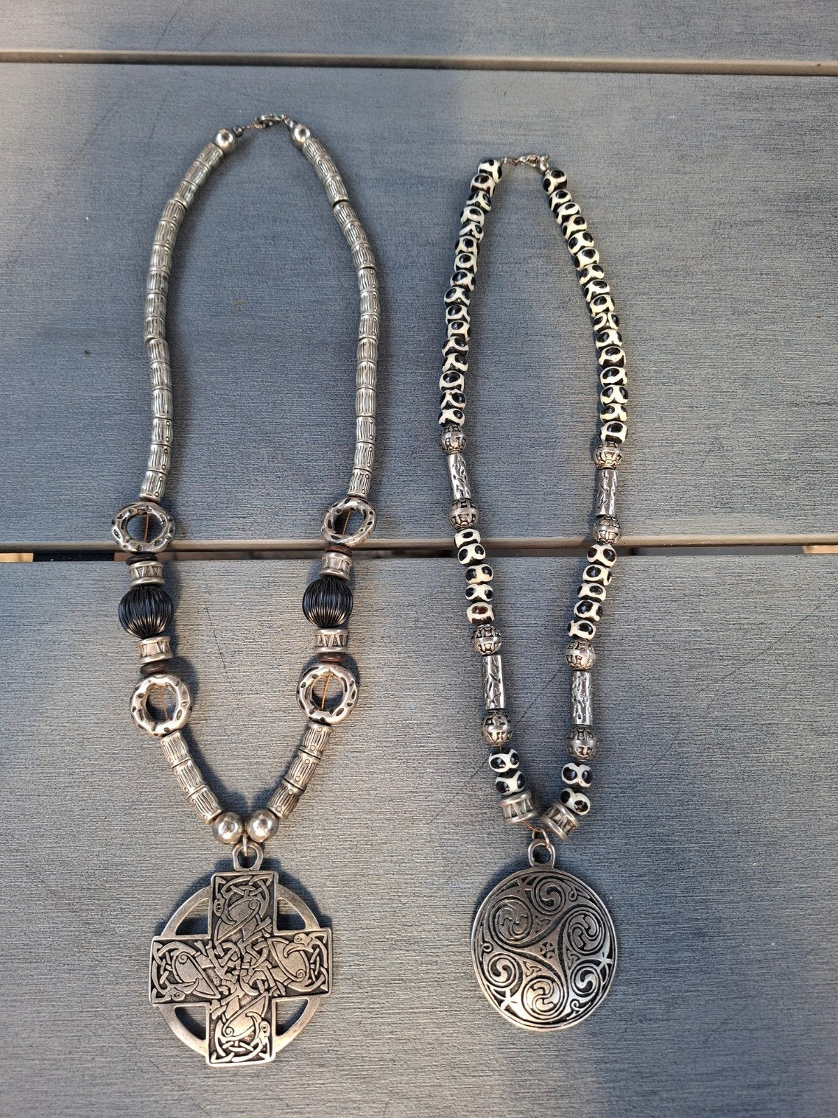 Gothic Heren Kettingen met Hanger, Sieraden, Tassen en Uiterlijk, Kettingen, Gebruikt, Ophalen of Verzenden, Zilver, Overige materialen