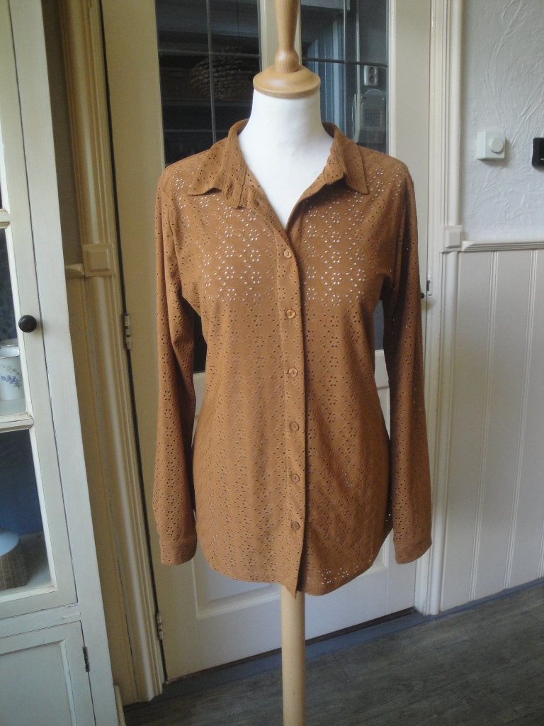 Cognac blouse in maat M, Kleding | Dames, Ophalen of Verzenden, Zo goed als nieuw, Maat 38/40 (M), Bruin