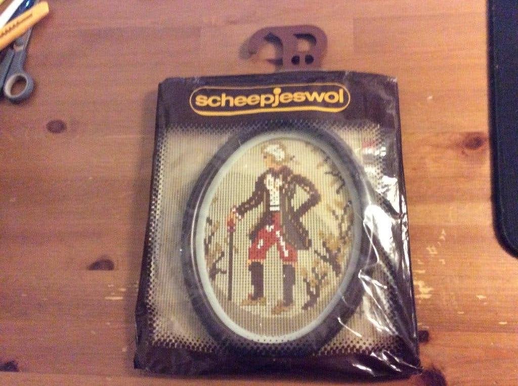 Scheepjeswol borduurpakket met lijst. vintage, ongebruikt., Hobby en Vrije tijd, Ophalen of Verzenden, Nieuw, Handborduren, Borduurpakket