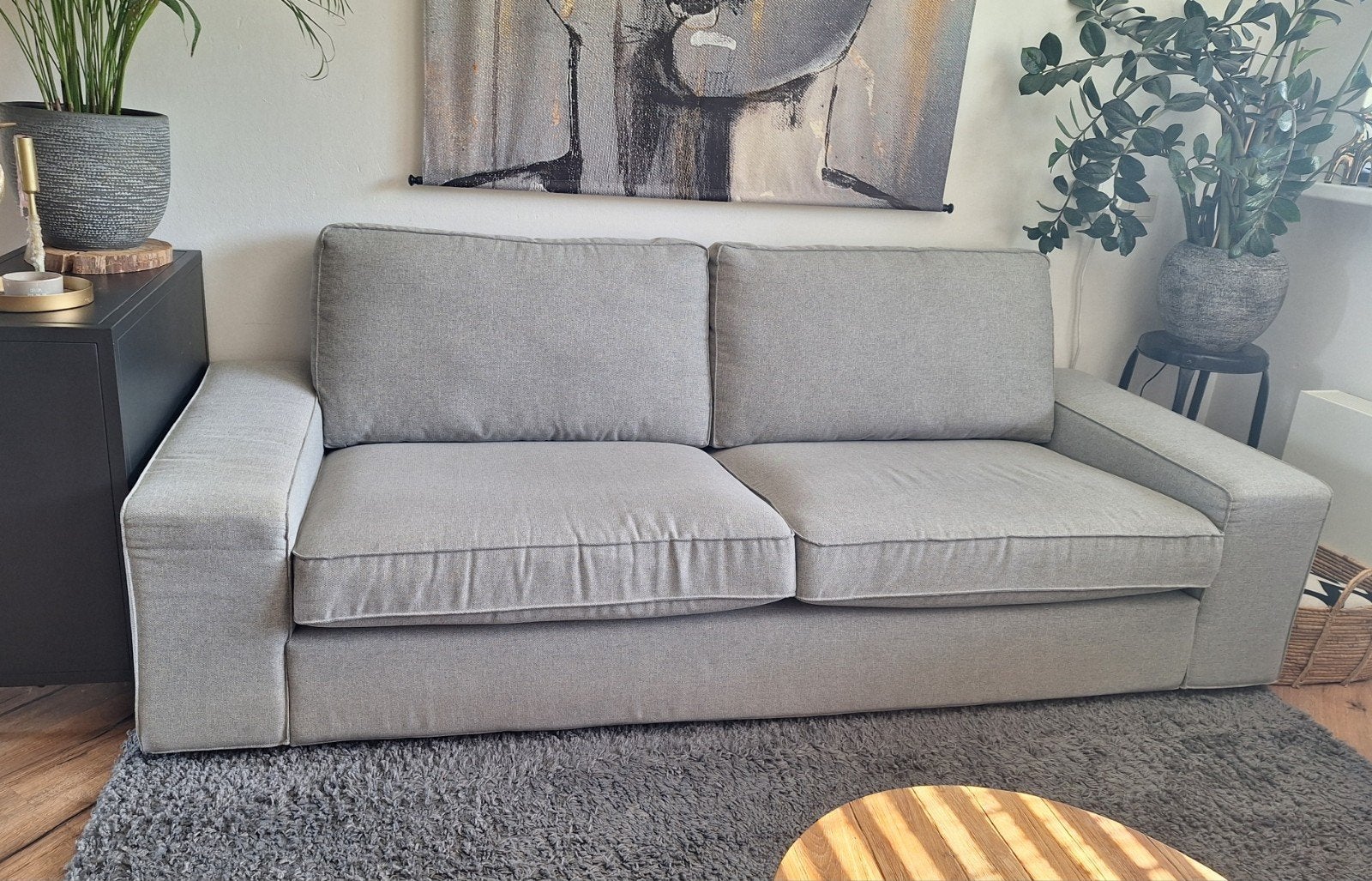 Kivik 3 zits bank Tibbleby beige/grijs., Huis en Inrichting, Banken | Bankstellen, Ophalen, Driepersoons, 75 tot 100 cm, Zo goed als nieuw