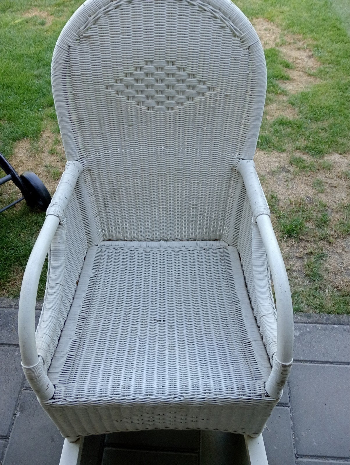 Witte rieten schommelstoel, Ophalen, Gebruikt, Wit, Riet of Rotan