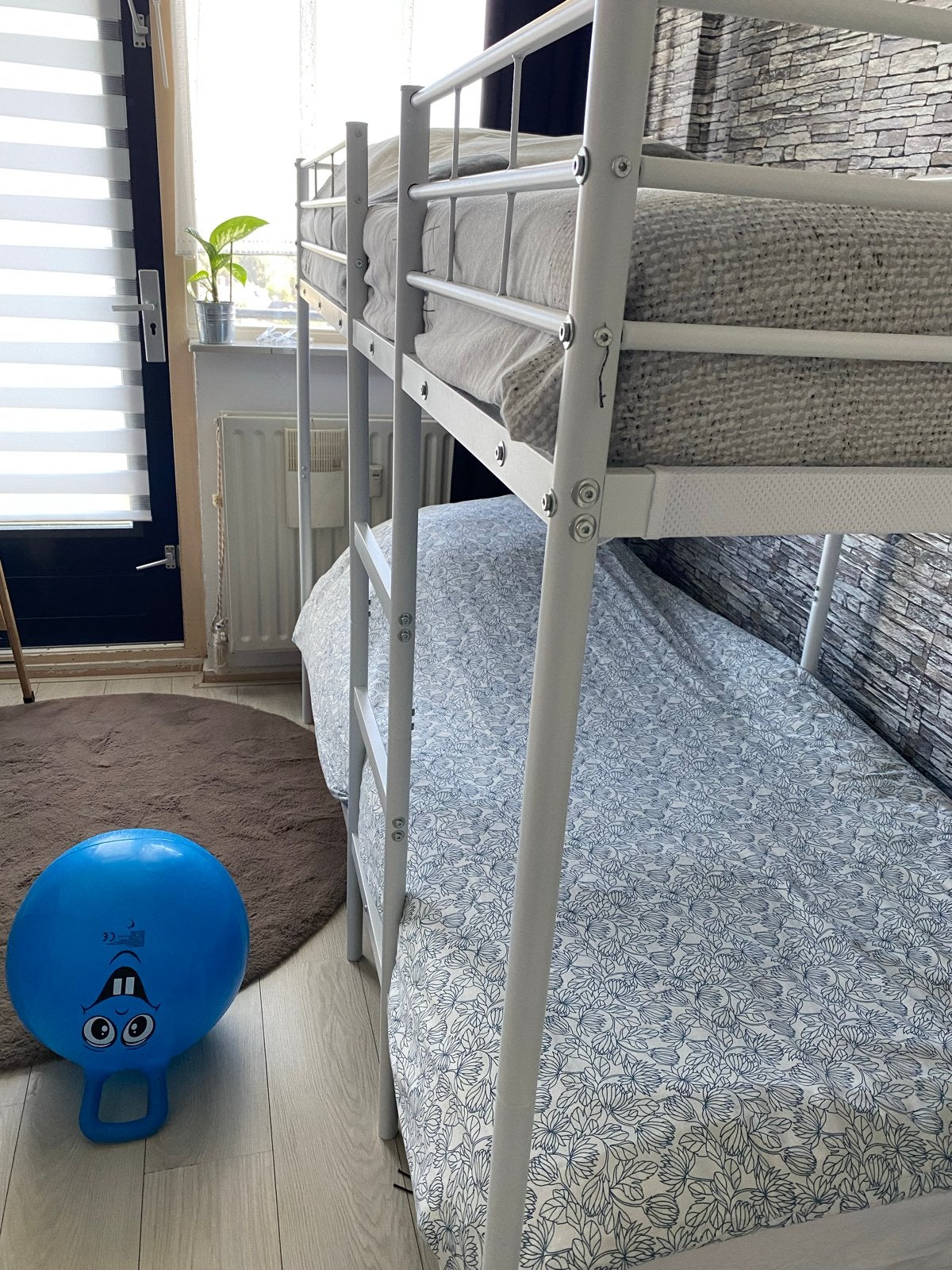 Stevig wit metalen stapelbed, Ophalen, Gebruikt, 90 cm, 160 tot 180 cm